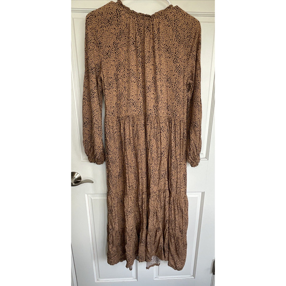 Old Navy Women's Boho Tiered Maxi Dress Sz M Long Sleeve Animal Print Flowy - Picture 9 of 16